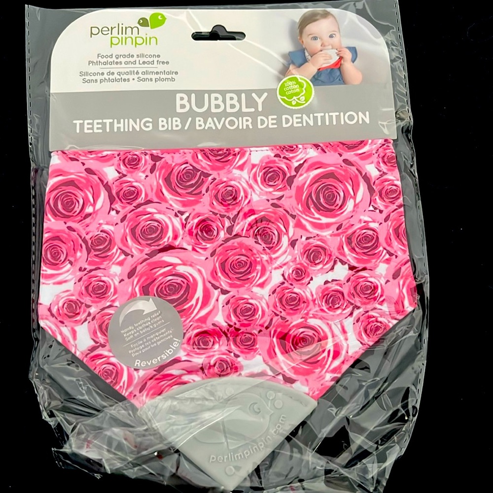 Cotton teething bib food grade silicone teether